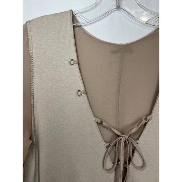Tan Taupe Flowy Boho Tunic Dress Small - Picture 6 of 7